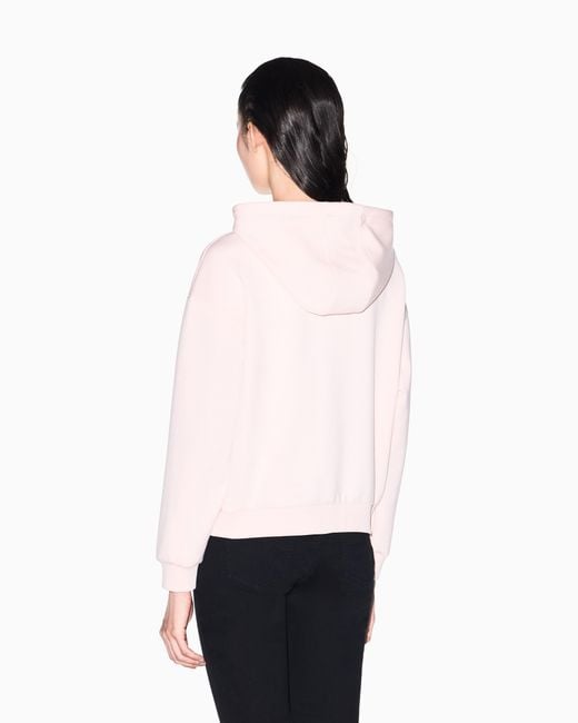 ARMANI EXCHANGE Pink Scuba Hoodie With Lettering Logo