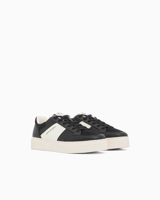 ARMANI EXCHANGE White Technical Fabric Sneakers for men