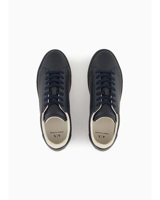 Armani Exchange Blue Armani Exchange - Leather Sneakers for men