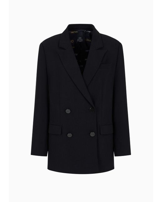 Armani Exchange Blue Double-breasted Jacket In Asv Recycled Fluid Fabric