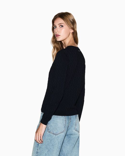 ARMANI EXCHANGE Blue Jacquard Sweater With Diamond Logo
