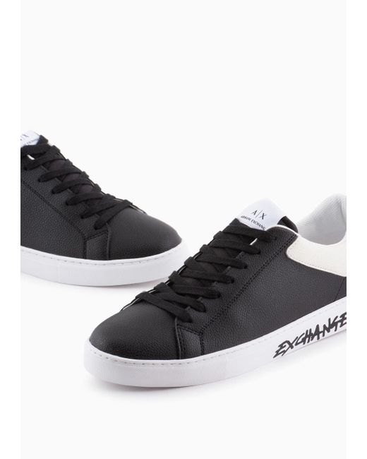 Armani Exchange Black Sneakers In Action Leather And Scuba Fabric for men