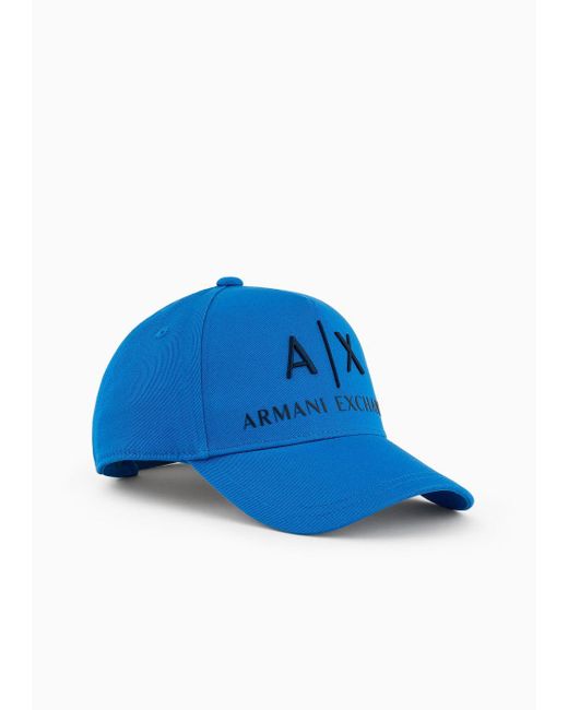 Armani Exchange Blue Cotton Baseball Cap for men