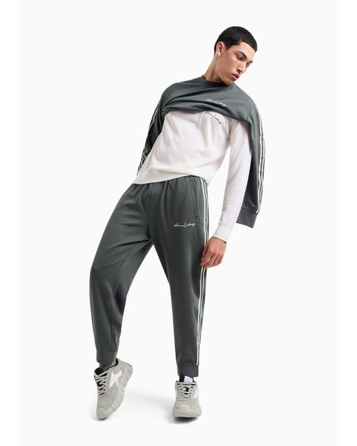 Armani Exchange Gray Signature Logo Jogger Trousers for men