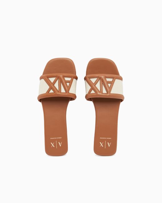 ARMANI EXCHANGE White Flat Sandals
