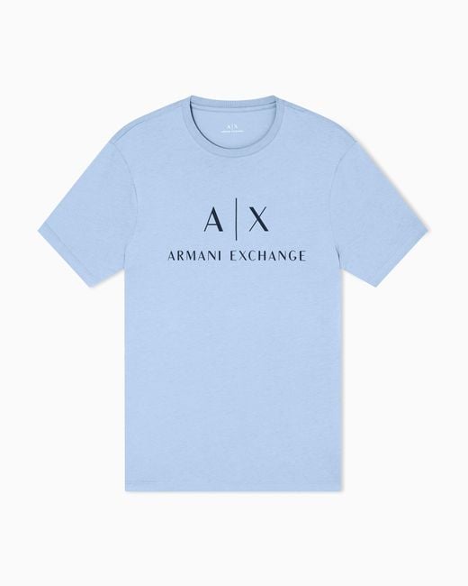 ARMANI EXCHANGE Men's Blue Slim Fit Jersey T-Shirt With Logo