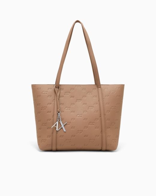 ARMANI EXCHANGE Natural Shopping Bag With An Embossed Logo