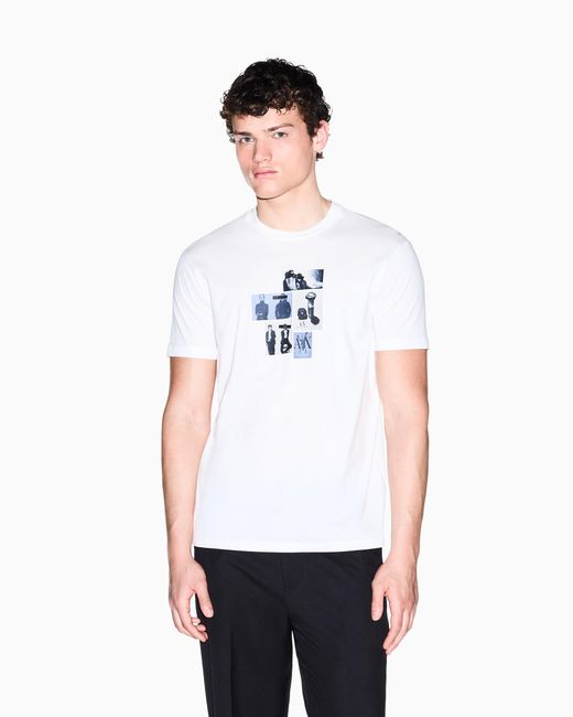 ARMANI EXCHANGE White Regular Fit T-Shirt for men