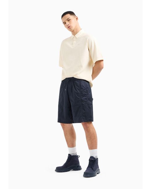 Armani Exchange Blue Chino Shorts In Pure Cotton Gabardine for men