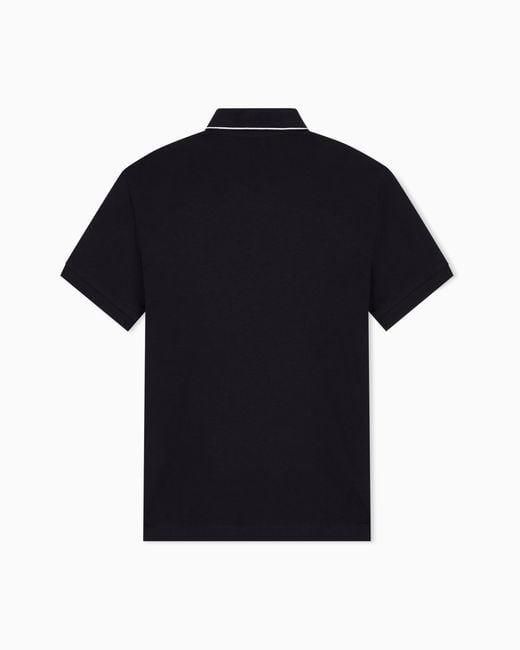 ARMANI EXCHANGE Black Slim-Fit Stretch Cotton Jersey Polo Shirt Essential for men