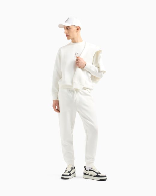 Crewneck Sweatshirt With Embroidered Logo ARMANI EXCHANGE de hombre de color White