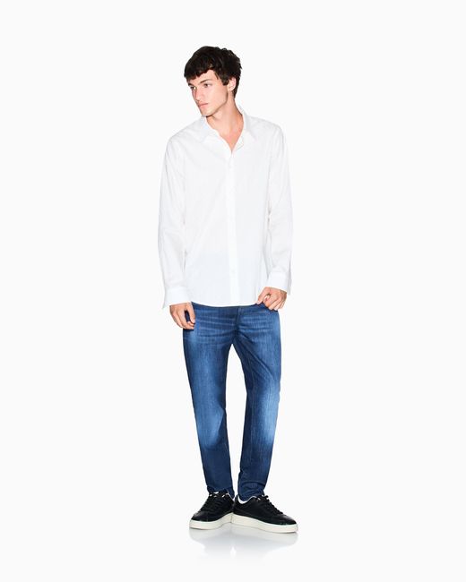 Chemise En Jacquard De Coton Coupe Régulière ARMANI EXCHANGE pour homme en coloris White