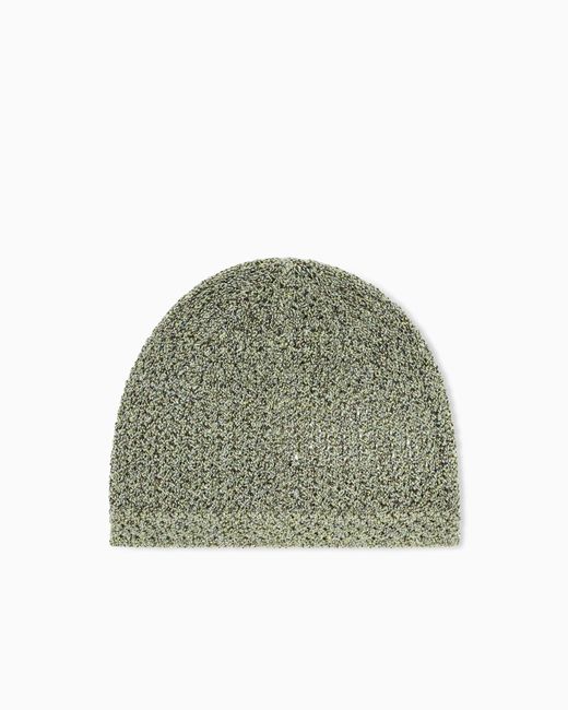 ARMANI EXCHANGE Green Metallic Knit Beanie