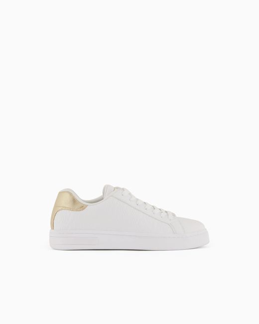ARMANI EXCHANGE White Sneakers With Matching Embroidered Logo And Metal Detail