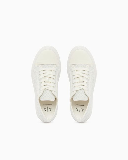 ARMANI EXCHANGE White Sneakers Jacquard Canvas