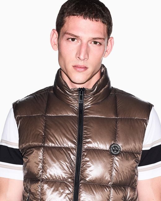 ARMANI EXCHANGE Brown Down Jacket Nylon With Down Feather Padding for men
