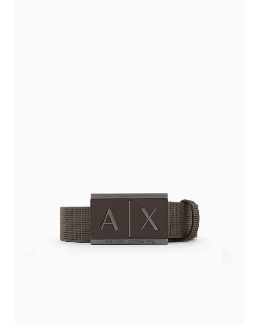 Armani Exchange White Logo Buckle Leather Belt for men