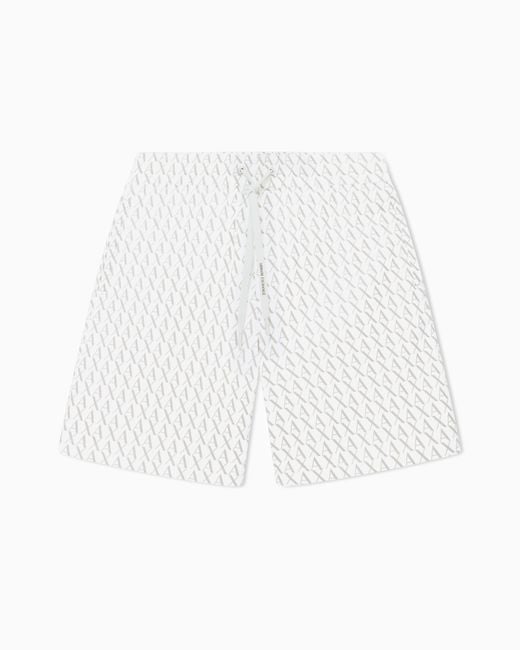 ARMANI EXCHANGE White French Terry Shorts With An All-Over Pattern Essential for men