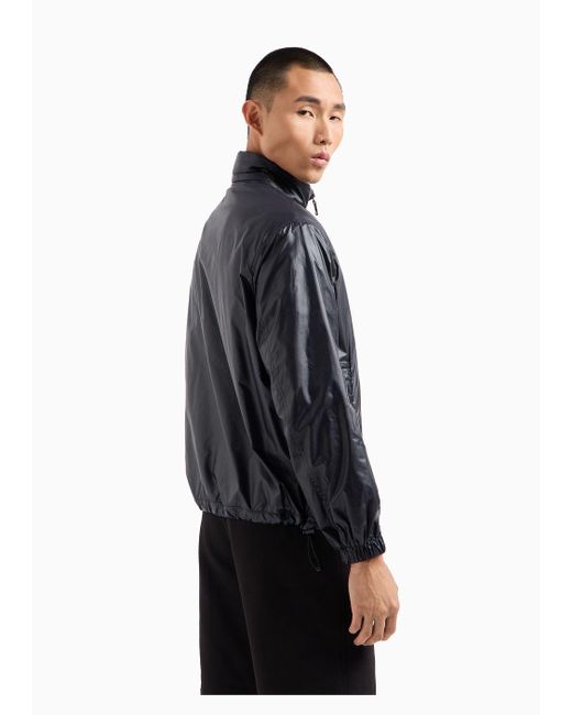 Armani Exchange Black Armani Sustainability Values Icon Logo Zip Up Nylon Puffer Jacket for men