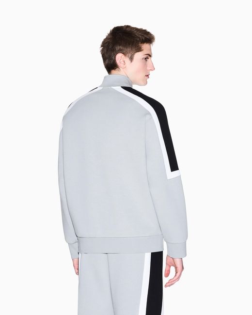 Felpa Fullzip Con Bande A Contrasto di ARMANI EXCHANGE in Gray da Uomo