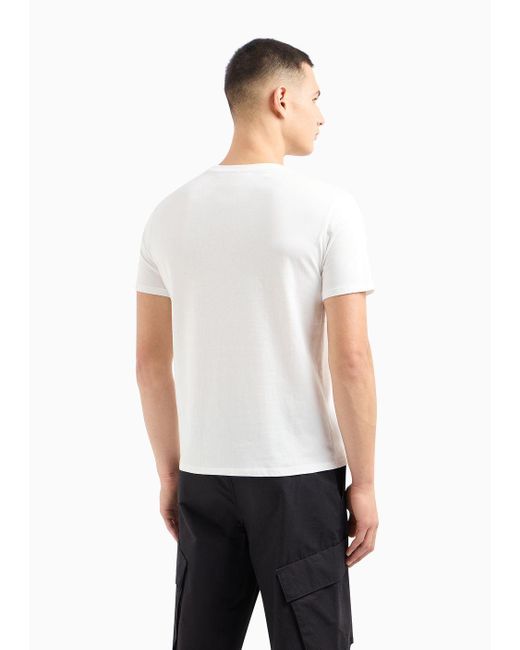 Armani Exchange White Regular Fit Jersey T-shirt With Round Print for men