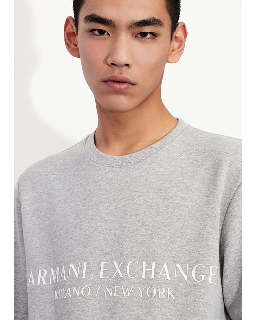 Armani Exchange Gray Milano New York Crew Neck Sweatshirt for men