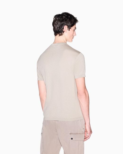 ARMANI EXCHANGE White Ribbed Cotton Tricot Top for men