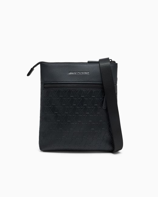ARMANI EXCHANGE Black Flat Crossbody Messenger Bag for men