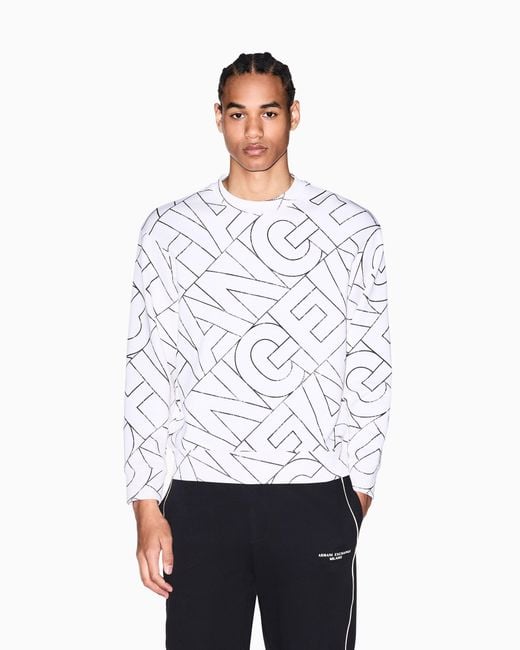 ARMANI EXCHANGE White Cotton French Terry Sweatshirt for men