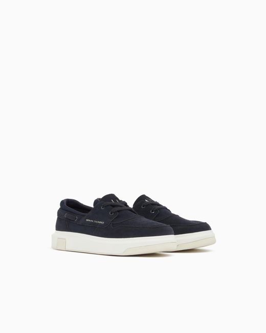 ARMANI EXCHANGE Blue Suede And Mesh Urban Slip-On for men
