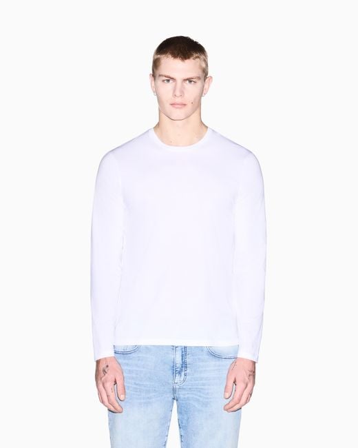 ARMANI EXCHANGE White Long-Sleeve T-Shirt for men