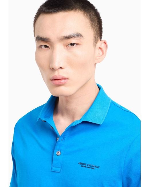 Armani Exchange Blue Cotton Polo Shirt for men