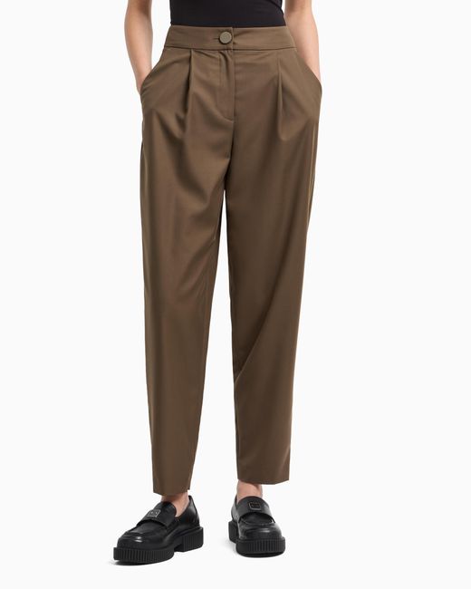 ARMANI EXCHANGE Brown Twill Pleated Trousers