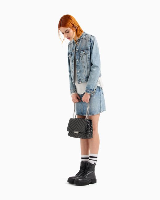 ARMANI EXCHANGE Black Umhängetasche Aus Gestepptem Material Mit Metalldetails