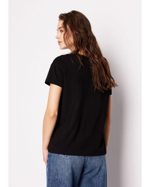 T-shirt Relaxed Fit In Cotone Organico Asv di Emporio Armani in Black