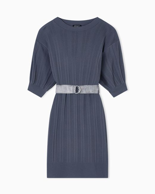 Abito Midi A Coste Con Cintura di ARMANI EXCHANGE in Blue