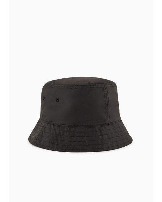 Armani Exchange Black Cloche In Technical Fabric With Logo for men