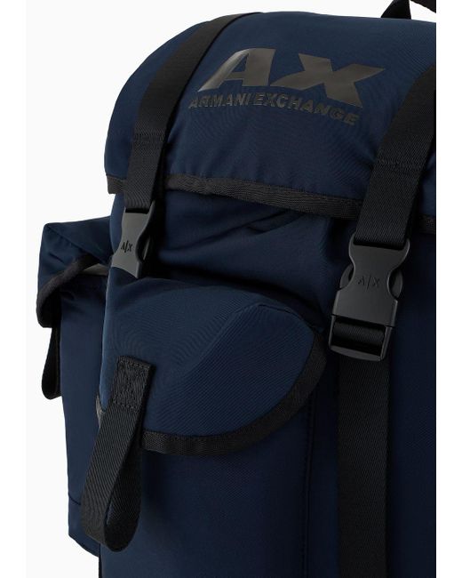 Armani Exchange Blue Backpack With Multipockets for men