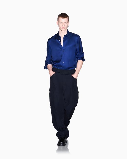 ARMANI EXCHANGE Blue Oversized Shirt for men