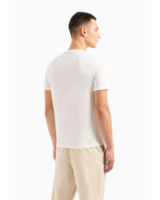 Armani Exchange White Regular Fit T-shirt In Asv Organic Cotton With Print for men
