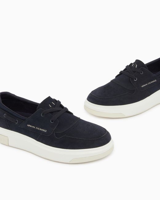 ARMANI EXCHANGE Blue Suede And Mesh Urban Slip-On for men