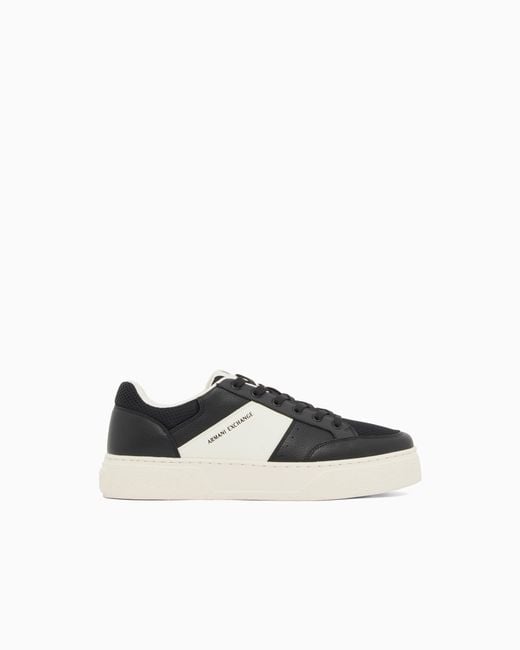 ARMANI EXCHANGE White Technical Fabric Sneakers for men