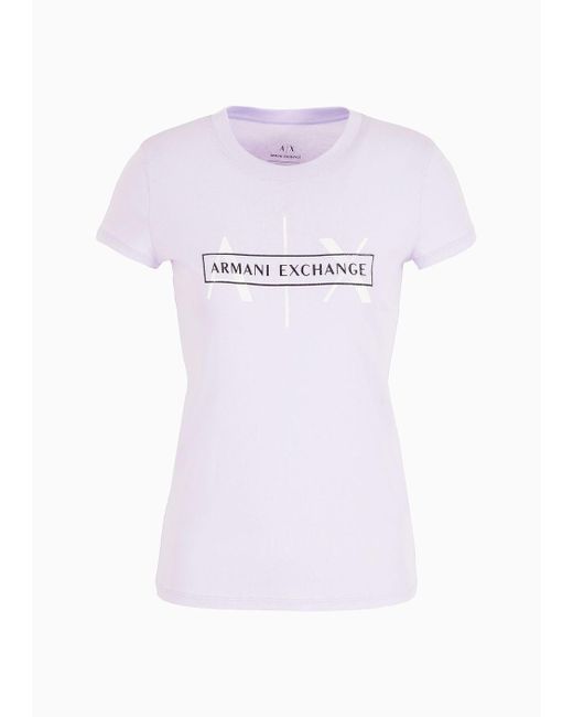 T-shirt Slim Fit In Cotone Organico Asv di Armani Exchange in White