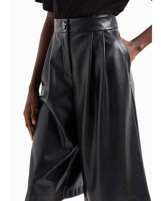 Armani Exchange Black Trousers With Pleats In Viscose Twill
