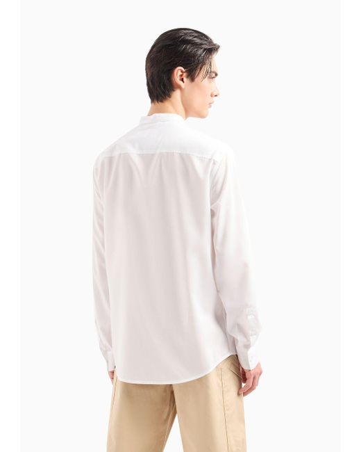 Armani Exchange White Regular Fit Shirt In Stretch Poplin for men