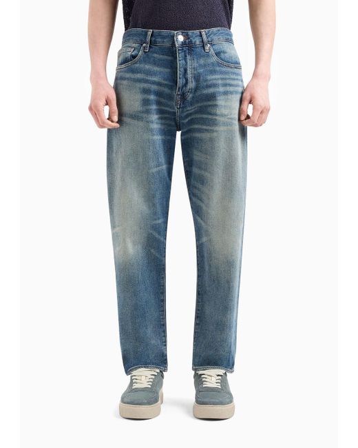 Armani Exchange Blue J71 Carrot Fit Jeans In Indigo Comfort Denim for men