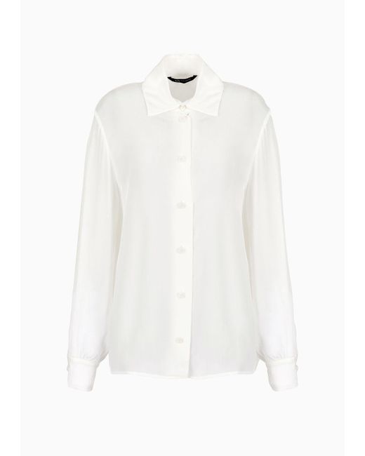 Armani Exchange White Crepe De Chine Viscose Shirt