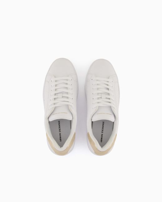ARMANI EXCHANGE White Sneakers With Matching Embroidered Logo And Metal Detail