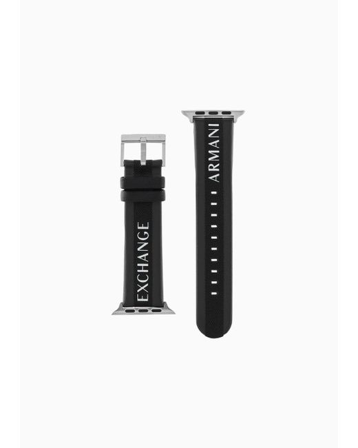 Cinturino In Pelle Nera E Rpet Per Apple Watch®, 42 Mm/44 Mm/45 Mm di Armani Exchange in Black da Uomo