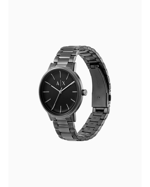 Armani Exchange Black Three-hand Gunmetal Stainless Steel Watch for men